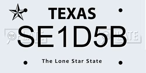 SE1D5B Texas License Plate