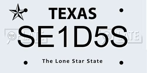 SE1D5S Texas License Plate