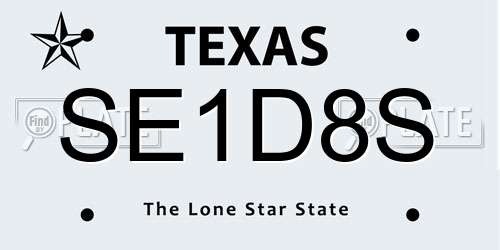 SE1D8S Texas License Plate