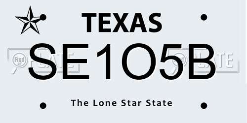 SE1O5B Texas License Plate