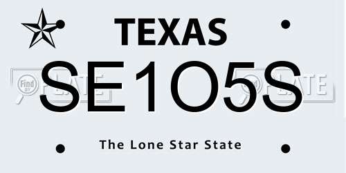 SE1O5S Texas License Plate