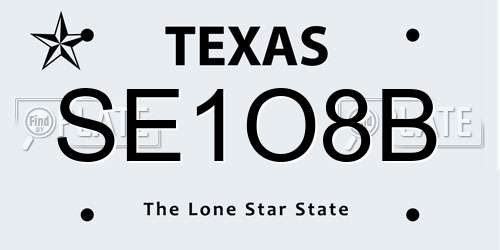 SE1O8B Texas License Plate