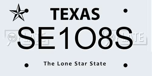 SE1O8S Texas License Plate