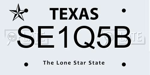 SE1Q5B Texas License Plate