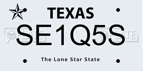 SE1Q5S Texas License Plate