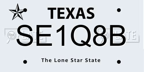 SE1Q8B Texas License Plate