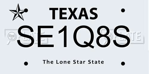 SE1Q8S Texas License Plate