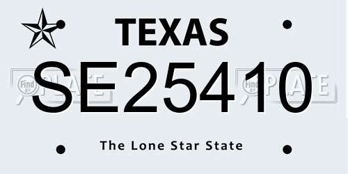 SE25410 Texas License Plate
