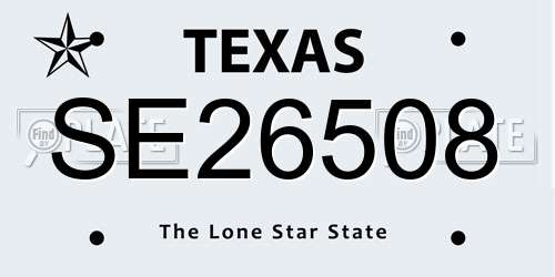 SE26508 Texas License Plate