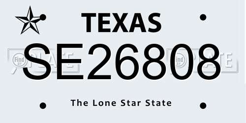 SE26808 Texas License Plate