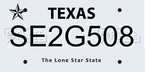 SE2G508 Texas License Plate