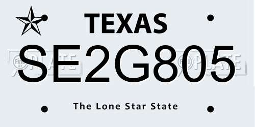 SE2G805 Texas License Plate