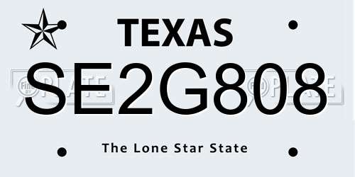 SE2G808 Texas License Plate