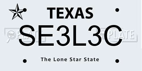 SE3L3C Texas License Plate