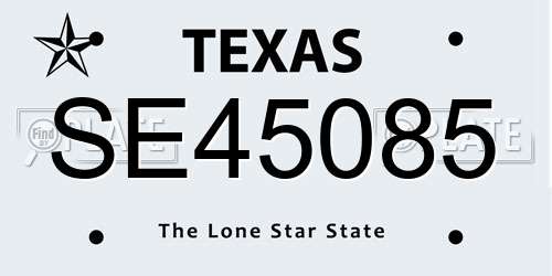 SE45085 Texas License Plate