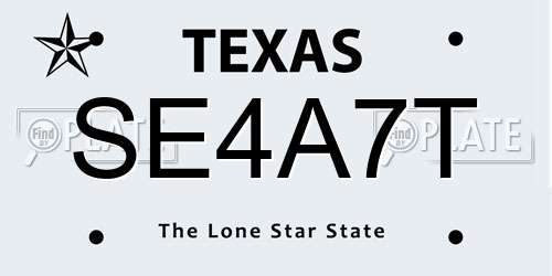 SE4A7T Texas License Plate
