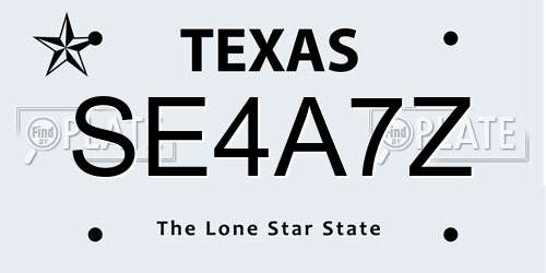 SE4A7Z Texas License Plate