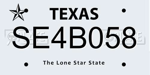 SE4B058 Texas License Plate