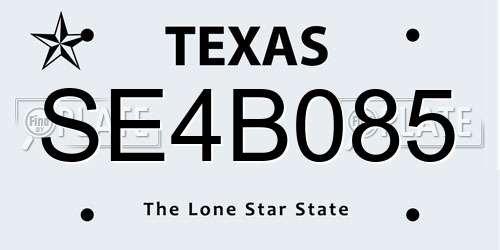 SE4B085 Texas License Plate