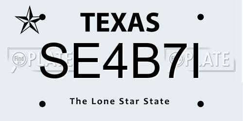 SE4B7I Texas License Plate