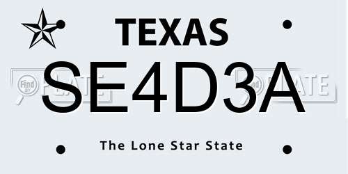 SE4D3A Texas License Plate