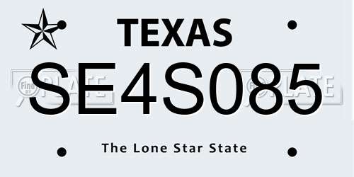 SE4S085 Texas License Plate