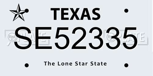 SE52335 Texas License Plate