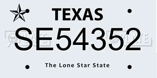 SE54352 Texas License Plate