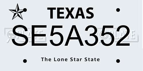 SE5A352 Texas License Plate