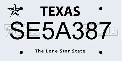 SE5A387 Texas License Plate