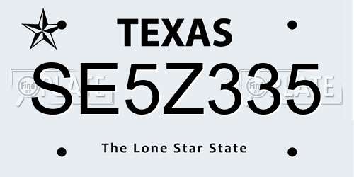 SE5Z335 Texas License Plate