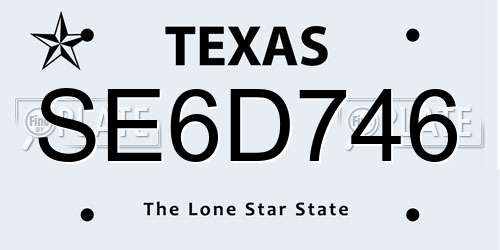 SE6D746 Texas License Plate