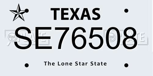 SE76508 Texas License Plate