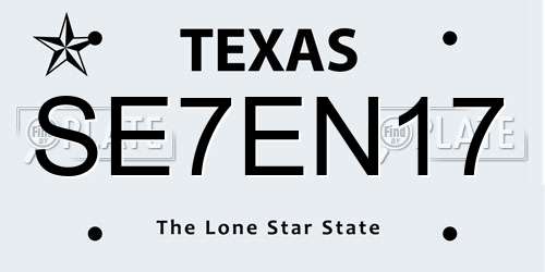 SE7EN17 Texas License Plate
