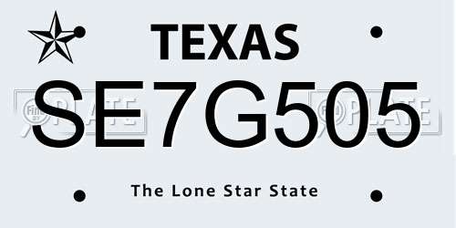 SE7G505 Texas License Plate
