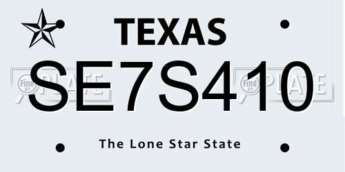 SE7S410 Texas License Plate