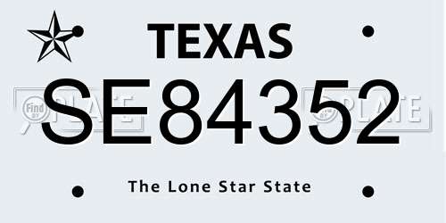 SE84352 Texas License Plate