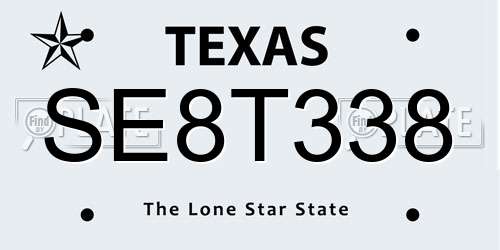 SE8T338 Texas License Plate