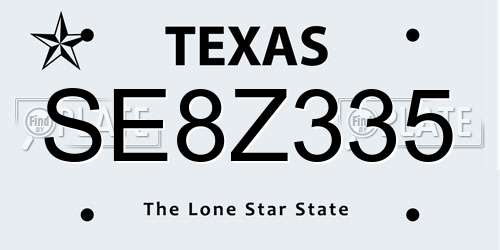 SE8Z335 Texas License Plate