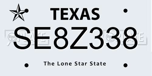 SE8Z338 Texas License Plate