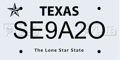 SE9A2O Texas License Plate