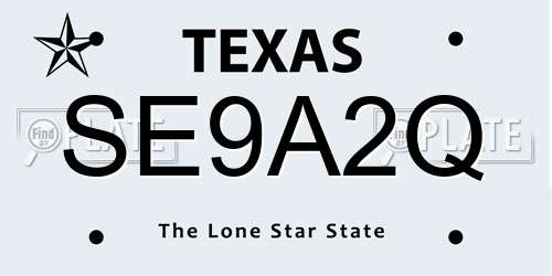 SE9A2Q Texas License Plate