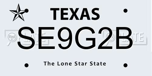 SE9G2B Texas License Plate