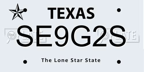 SE9G2S Texas License Plate