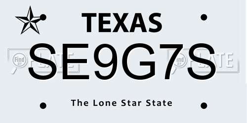 SE9G7S Texas License Plate