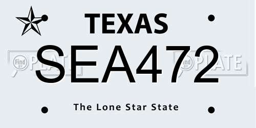 SEA472 Texas License Plate