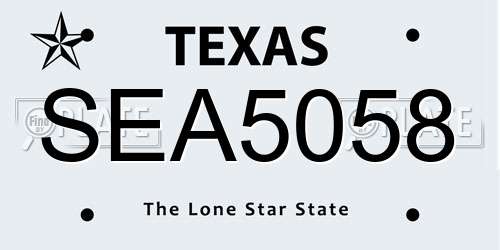 SEA5058 Texas License Plate