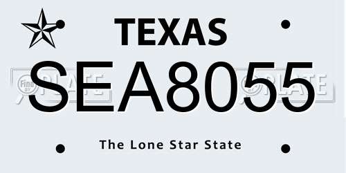 SEA8055 Texas License Plate