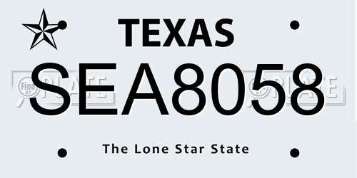 SEA8058 Texas License Plate