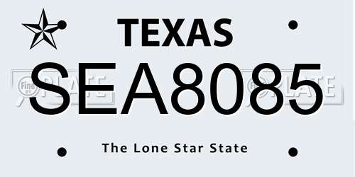 SEA8085 Texas License Plate